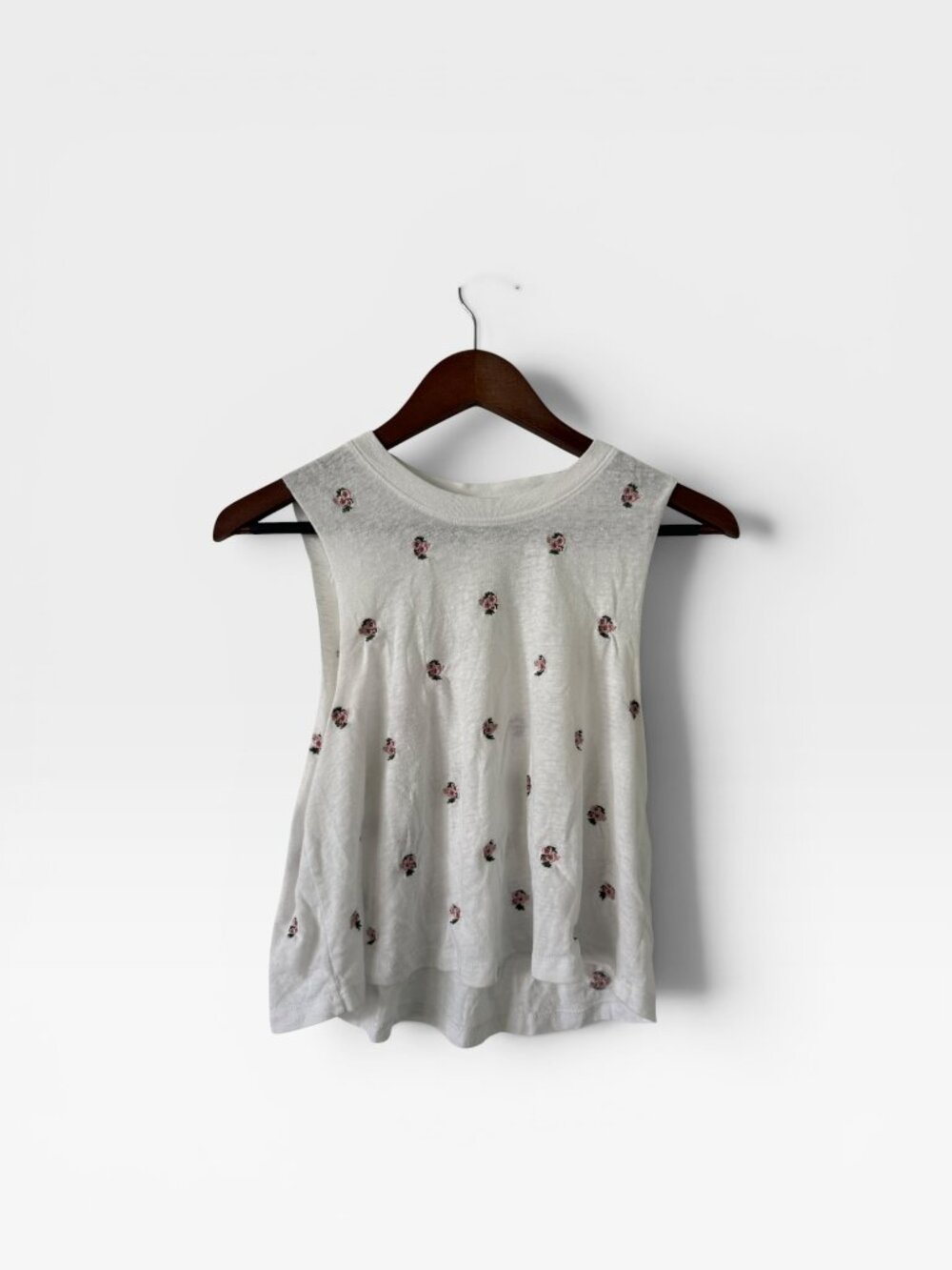 Spiritual Gangster Flowy Muscle Tank- M-Embroidered Pink/Green Flowers - Picture 3 of 14